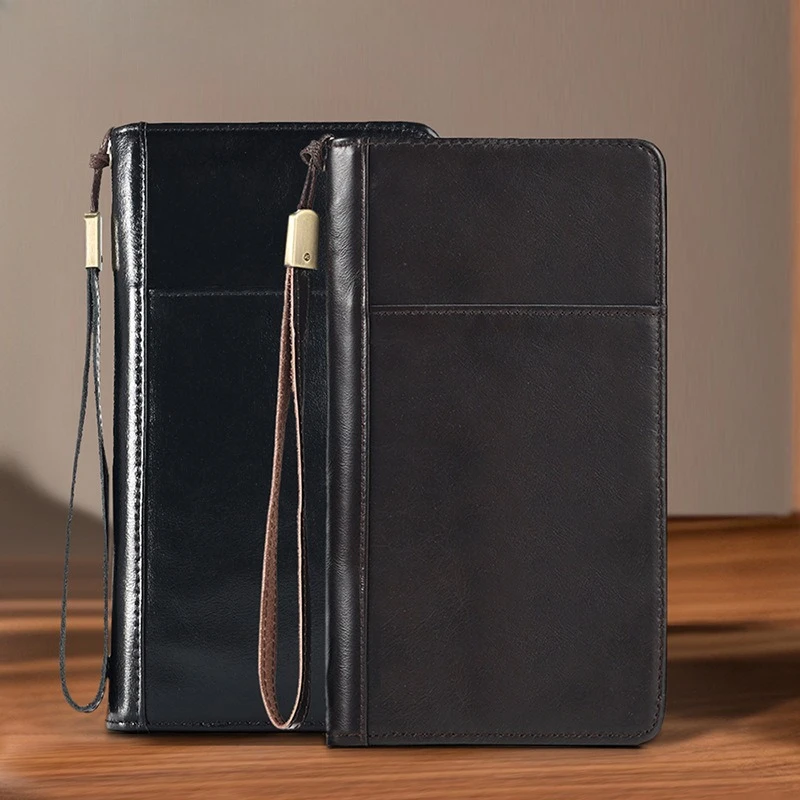 Genuine leather men's wristband, long high-end men's mobile phone storage, large-capacity multi-functional business wallet