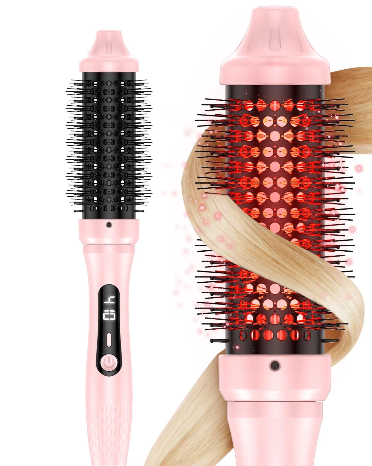 

Инфракрасная щипцы для завивки волос, электрическая щипцы для завивки волос, расческа с защитой от ожогов, 1,5 дюйма, круглый объем с подогревом, более быстрый выдувной, двойное напряжение