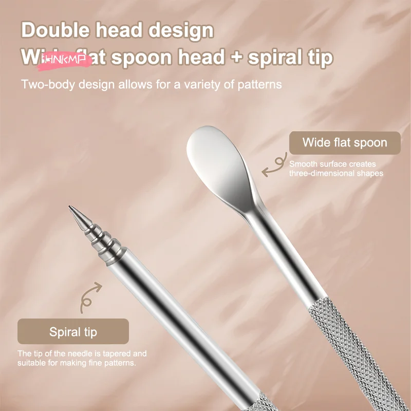 12,5 cm doppelseitiger Nail Art geschnitzter Stift Multifunktions-Gelpoliermittel Nail Builder DIY 3D-Schnitzerei Blumenskulpturenpinsel