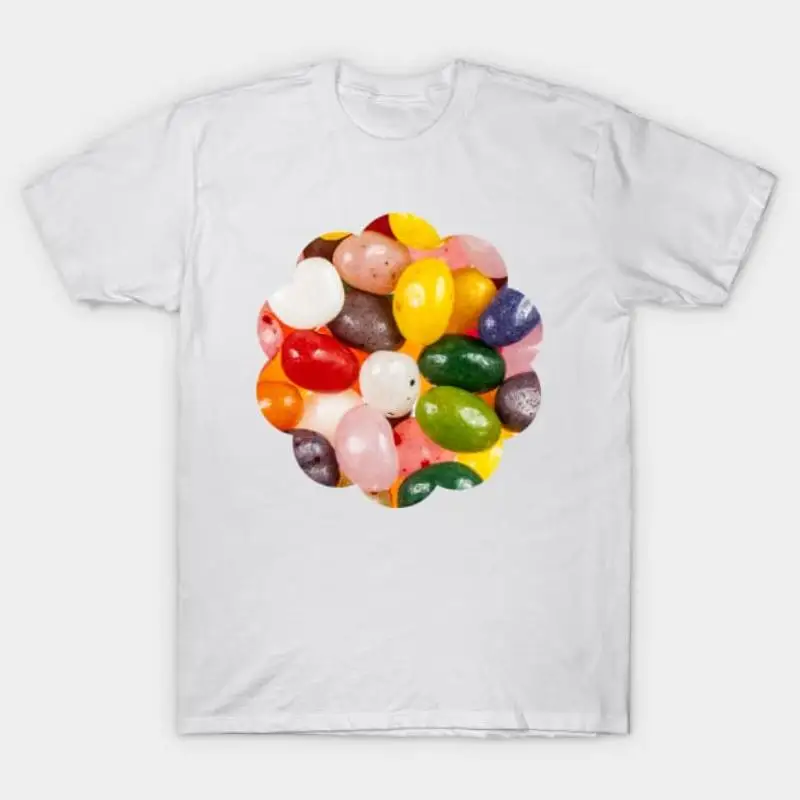 

Men Graphic T-Shirt Colorful Jelly Beans Candy Print Funny Food Lover Retro Style Casual Streetwear Vintage Aesthetic Summer Top