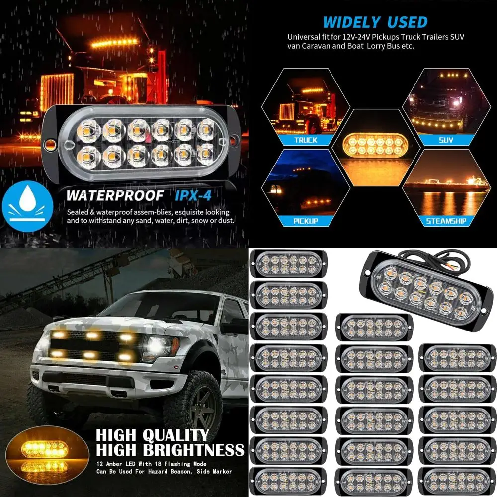 

Комплект ультратонких синхронизированных стробоскопов с 12 светодиодами и контроллером для экстренных транспортных средств, грузовиков, автомобилей и строительного оборудования