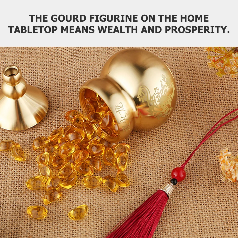 

Brass Gourd Statue Chinese Style Home Office Decor Wealth Prosperity Symbol Vintage Craft Tabletop Ornament