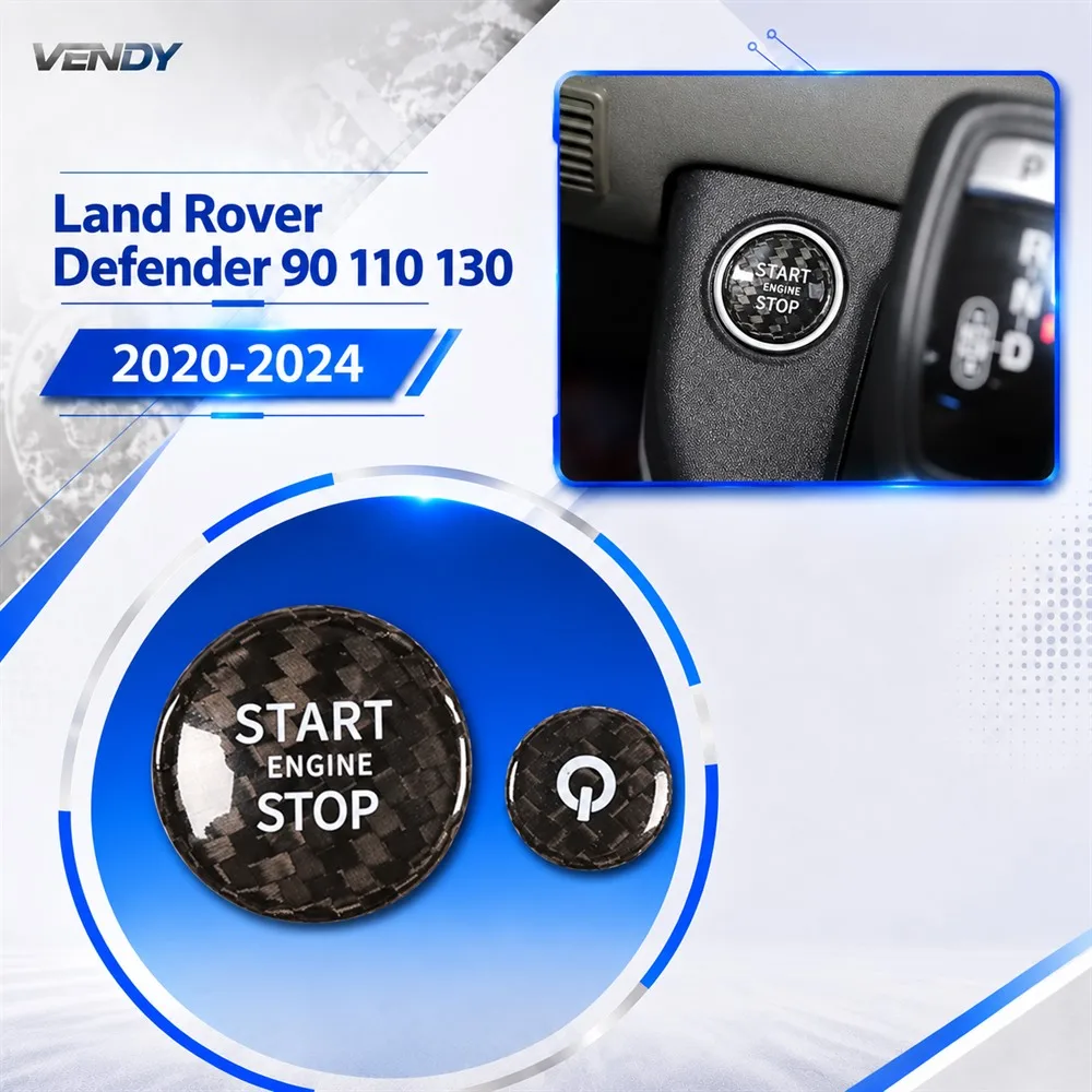 Real Carbon Fiber For Land Rover Defender 90 110 130 2020-2024 Engine Start Button Sticker Ignition Button Decor Cover Trim