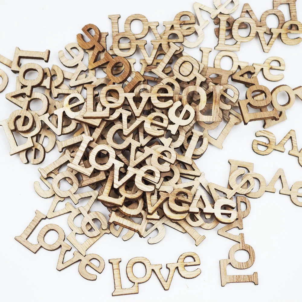 Love Wooden Confetti Wedding Heart Wood Chips Ornaments Valentine's Day Party Diy Wooden Table Decoration Craft Accessories