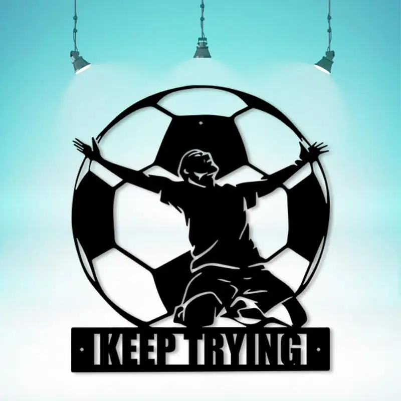 CIFBUY Soccer Metal Wall Art Powder-Coated Plaque Modern Sports Gallery Decor Functional Home Ornament