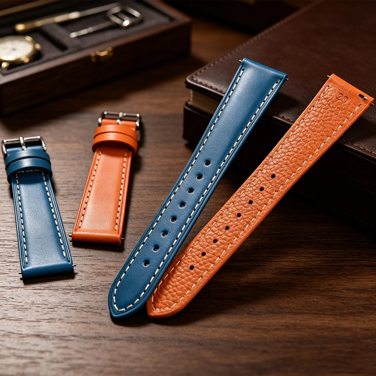 Handmade Luxury Smooth Leather Watch Strap Quick Release 18mm 20mm 22mm Wristband Bracelets for Men and Women
