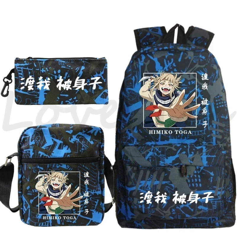 Himiko Toga My Hero Academia Backpack 3pcs/Set Anime School Bags Travel Bookbag Boku No Hero Academia Backpacks Children Daypack