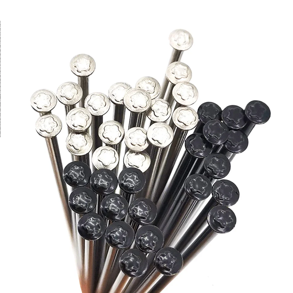 Bicycle Spokes HT 2.0 Round Spokes J-bend Straight Pull Head Bicycle Spokes Silvery Bicycle Spokes with Copper Cap