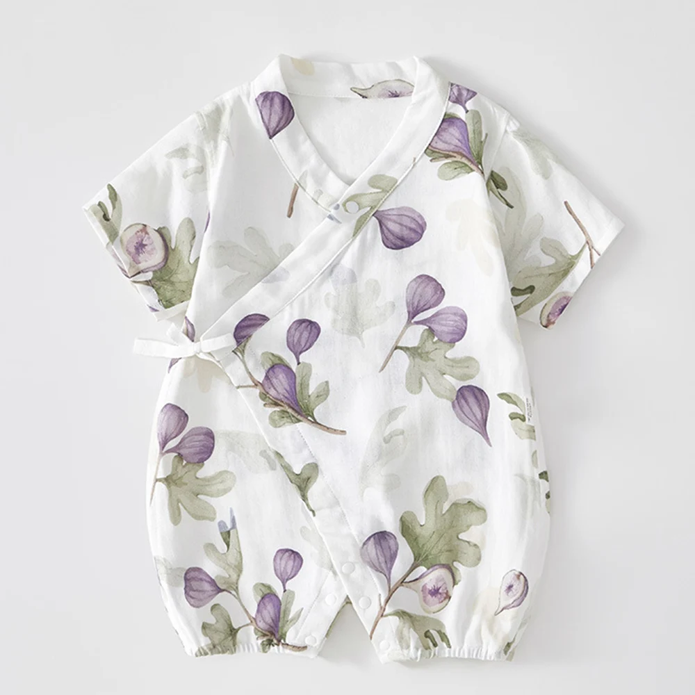 Baby Girl Newborn Romper Summer Thin V-Neck Bamboo Fiber Baby Jumpsuit Princess Birthday Infant Clothing High Quality