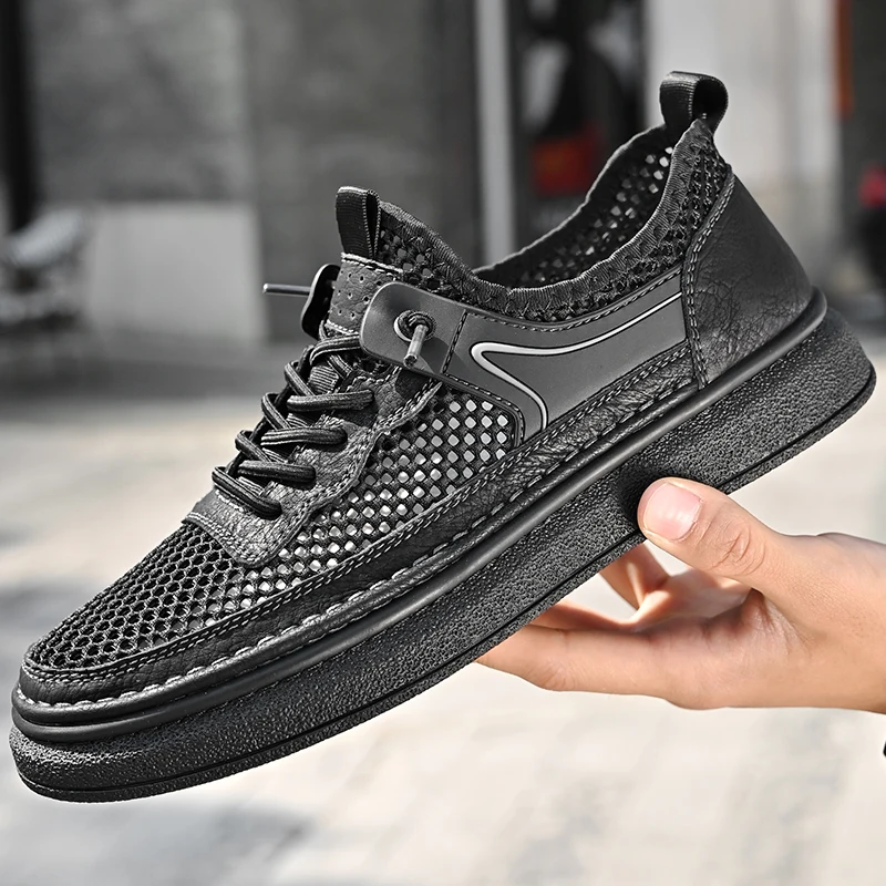 

Men's Shoes Spring and Summer New Style Breathable Anti-Odor Mesh Hole Shoes Soft Sole Thin Mesh Sports Casual Shoes