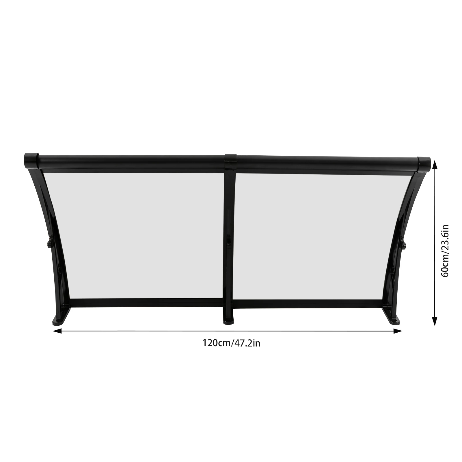 Vordach für Haustür 120 X 60 cm Transparentes Bogen-Vordach Aluminiumlegierungs-Halterung Maximallast 440,92 lbs Dach-Vordach Regenschutz – Detail 3