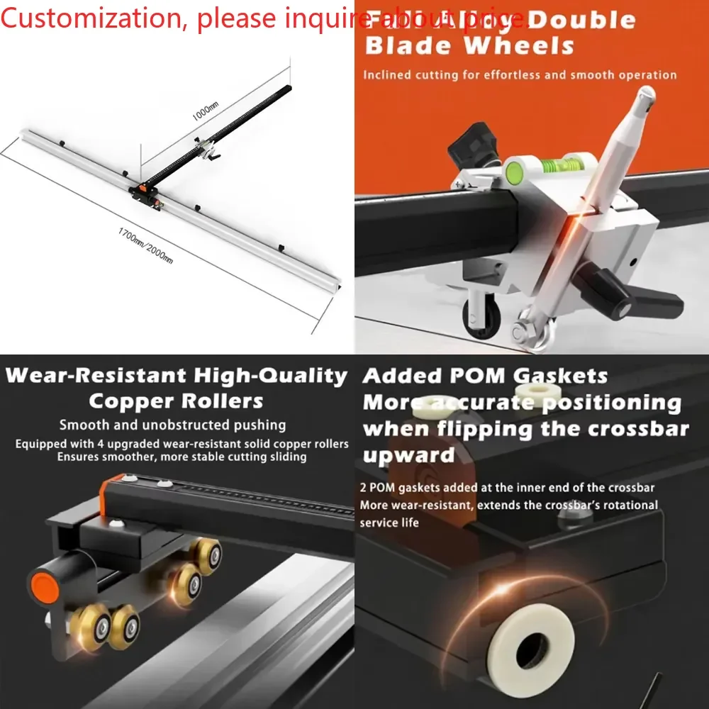 Upgraded T-Type Push Cutter Professional Industrial 2000mm High-Precision Manual Floor Tile Rock Slab Cutting Tool