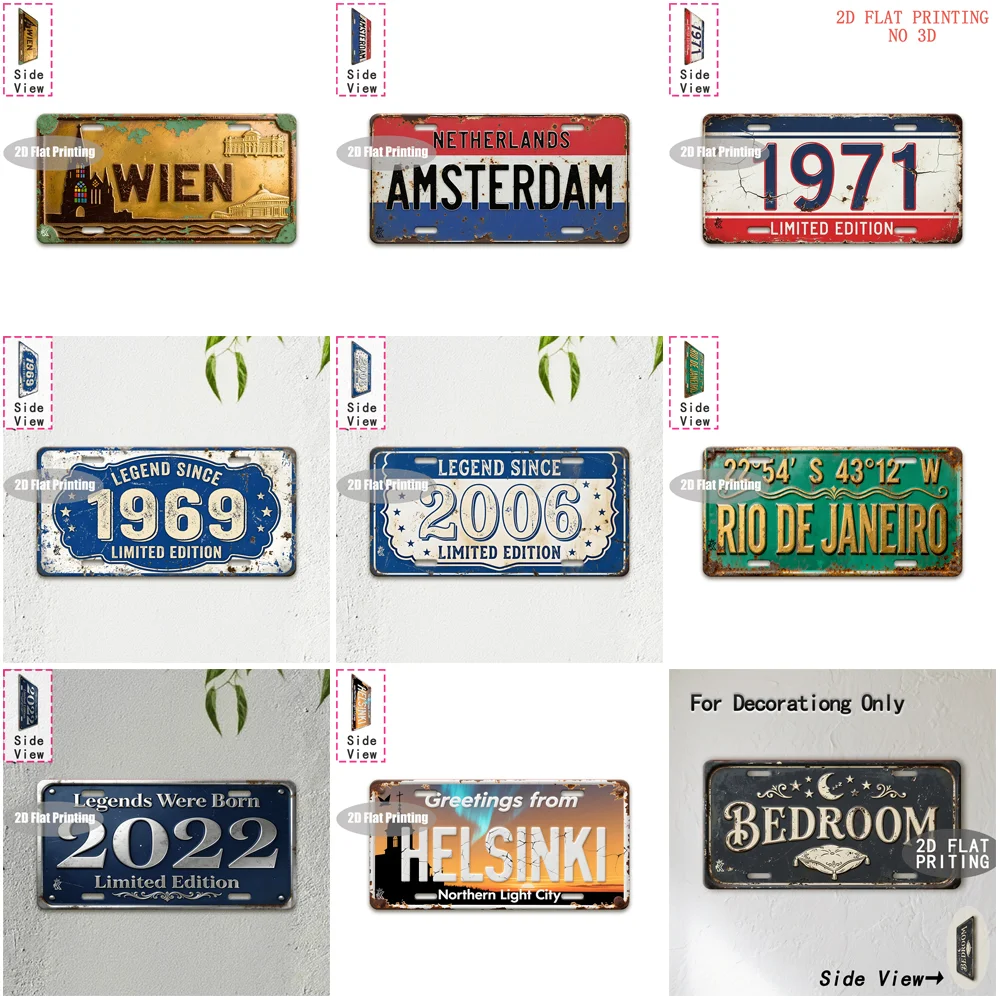 Tin Sign - Vintage Durable Metal Plaque Wall Decor, Home Office Bar Man Cave Bedroom Global City Coordinate Birth Year License