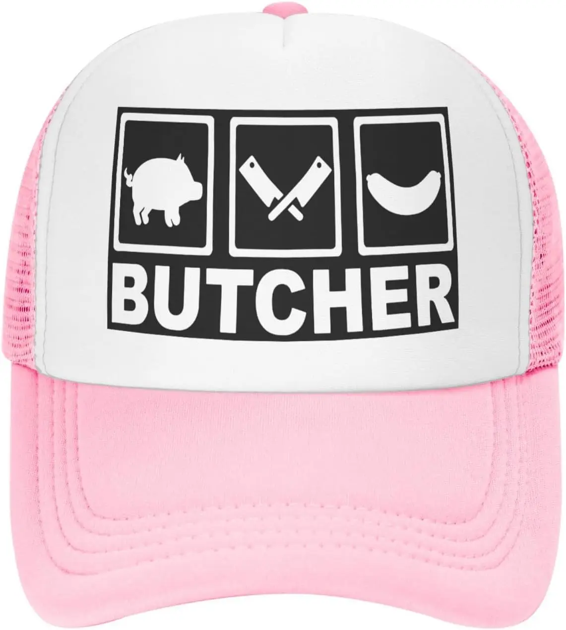 Butcher Life Graphic Mesh Trucker Hat Adjustable Breathable Polyester Snapback Cap