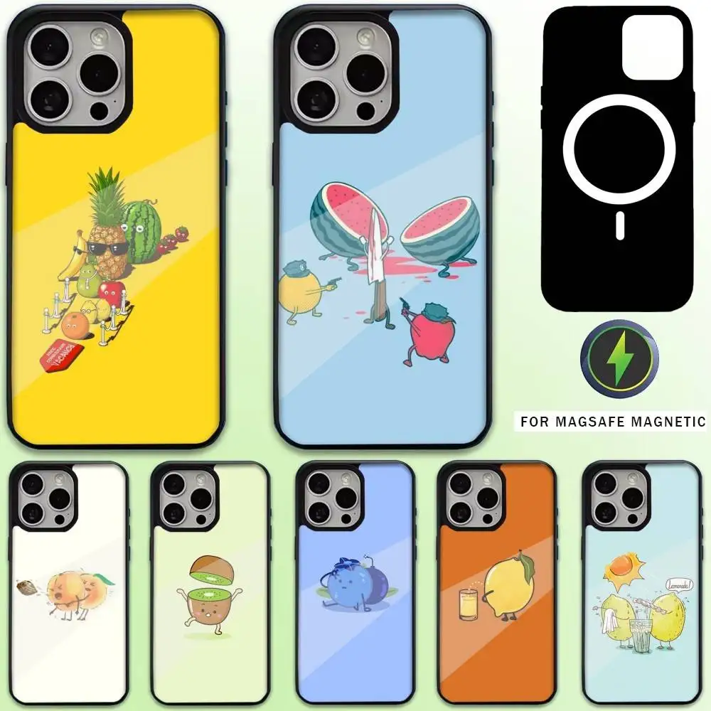 

Funny Summer Fruit Phone Case For iPhone17,16,15,14,13,12,11 Plus,Pro Max Magnetic Magsafe Wireless Charging