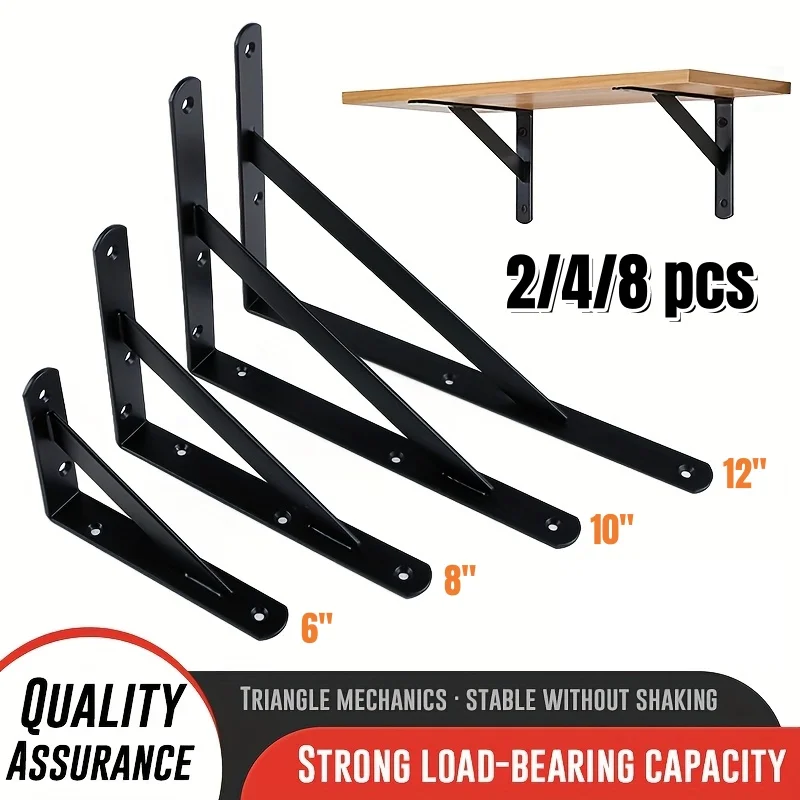 6/8/10/12 Zoll robuste Regalhalterungen aus Stahl, 2/4/8 Stück L-Halterung, 90 ° Rechtwinklige Halterungen, Regalträger, schwebende Regalhalterungen