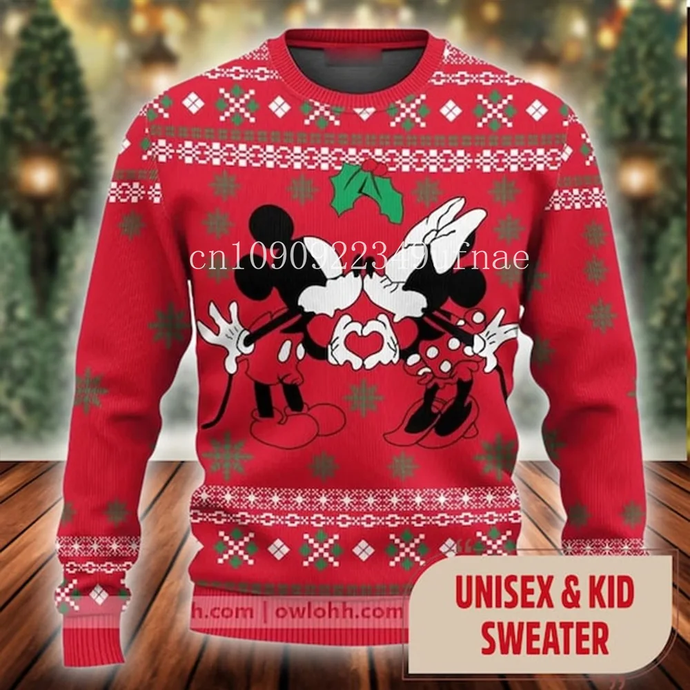 2025Disney  Christmas Sweater Men's Womens 3d Ugly Sweater Mickey Ugly Christmas Sweater Anime Xmas Gifts Sweater