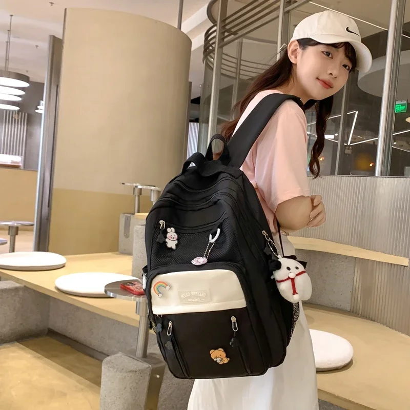 High Quality Nylon Hot Selling School Bags Versatile Simple 2024 Brand Women's Bags Product Casual Large Capacity Solid Color