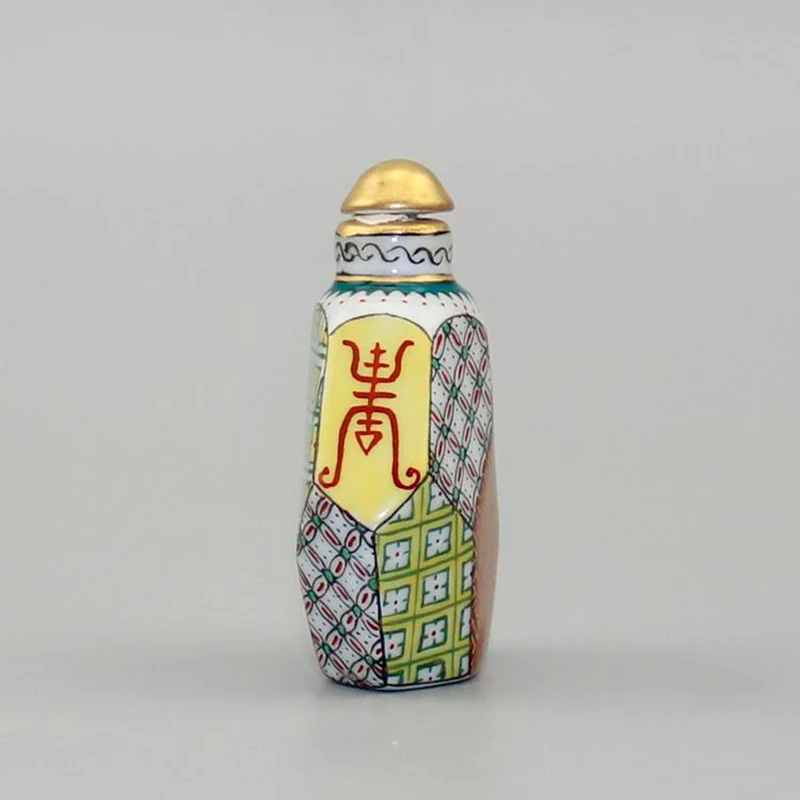 vintage Chinese famille rose porcelain snuff bottle gold gilding painted qing gifts snuffbox peking fine gift hobby collect