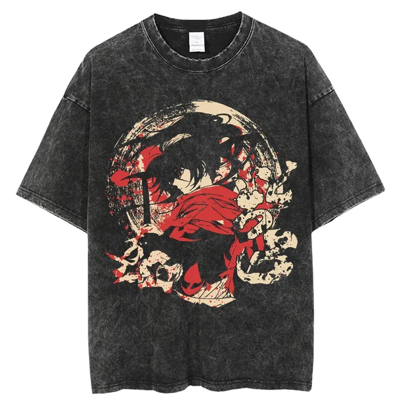 

Hot Anime Dororo Hiyamaru Graphic Tee Harajuku Male Casual Tshirt Vintage Washed Cotton T Shirt Men Aesthetic Trendy T-Shirts