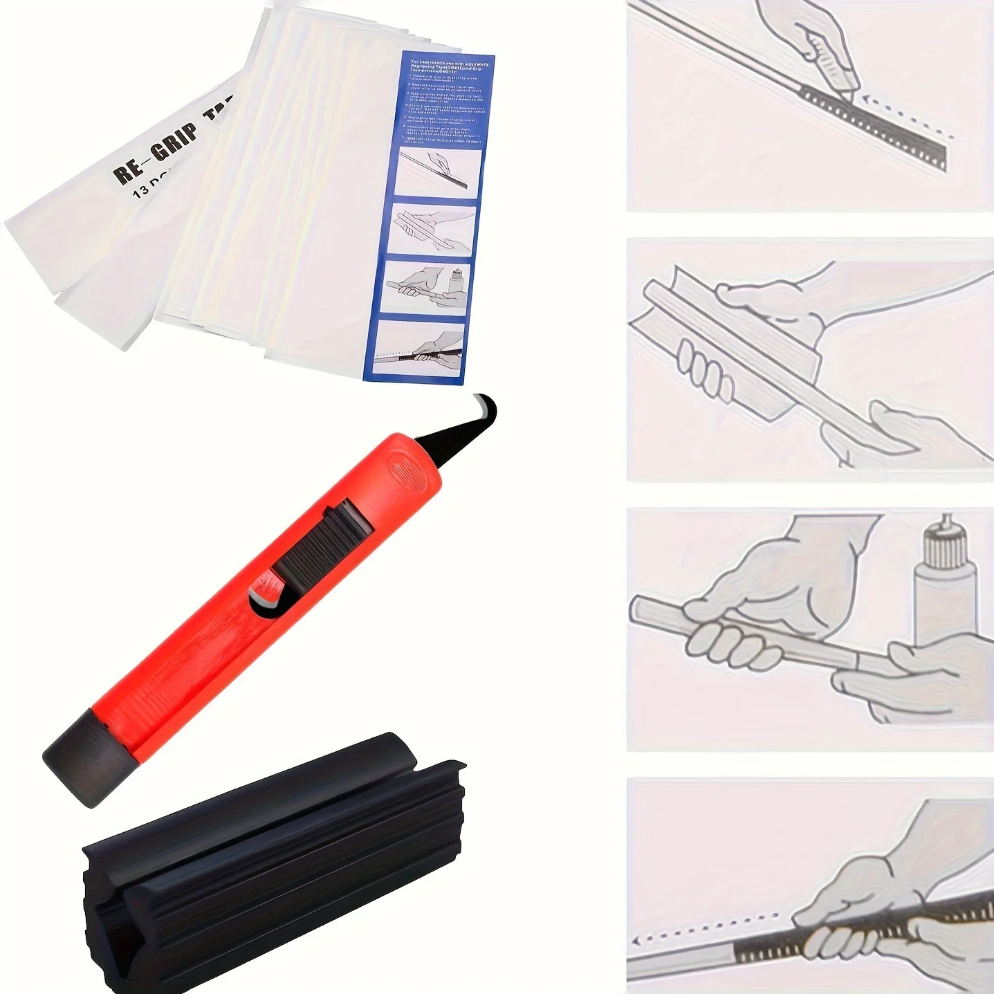 Golf-Griffband-Set, zum Austausch und zur Reparatur von Golfschlägergriffen, inklusive Hakenklingen, Griffbändern, Griffreiniger, Gummitiger-Zange – Detail 9
