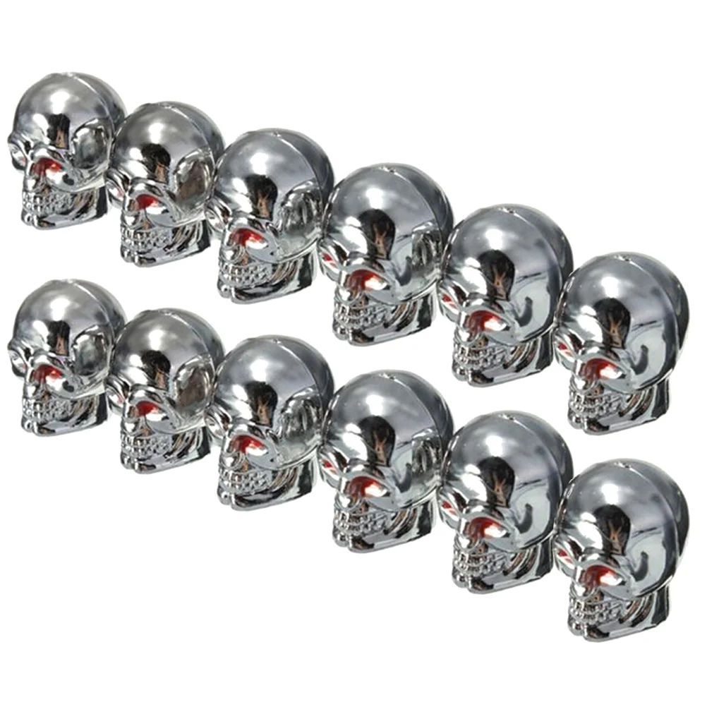 

12pcs Fashion Skull Tyre Air Stem Caps Dust Cover for Bike Car Truck (Silver)