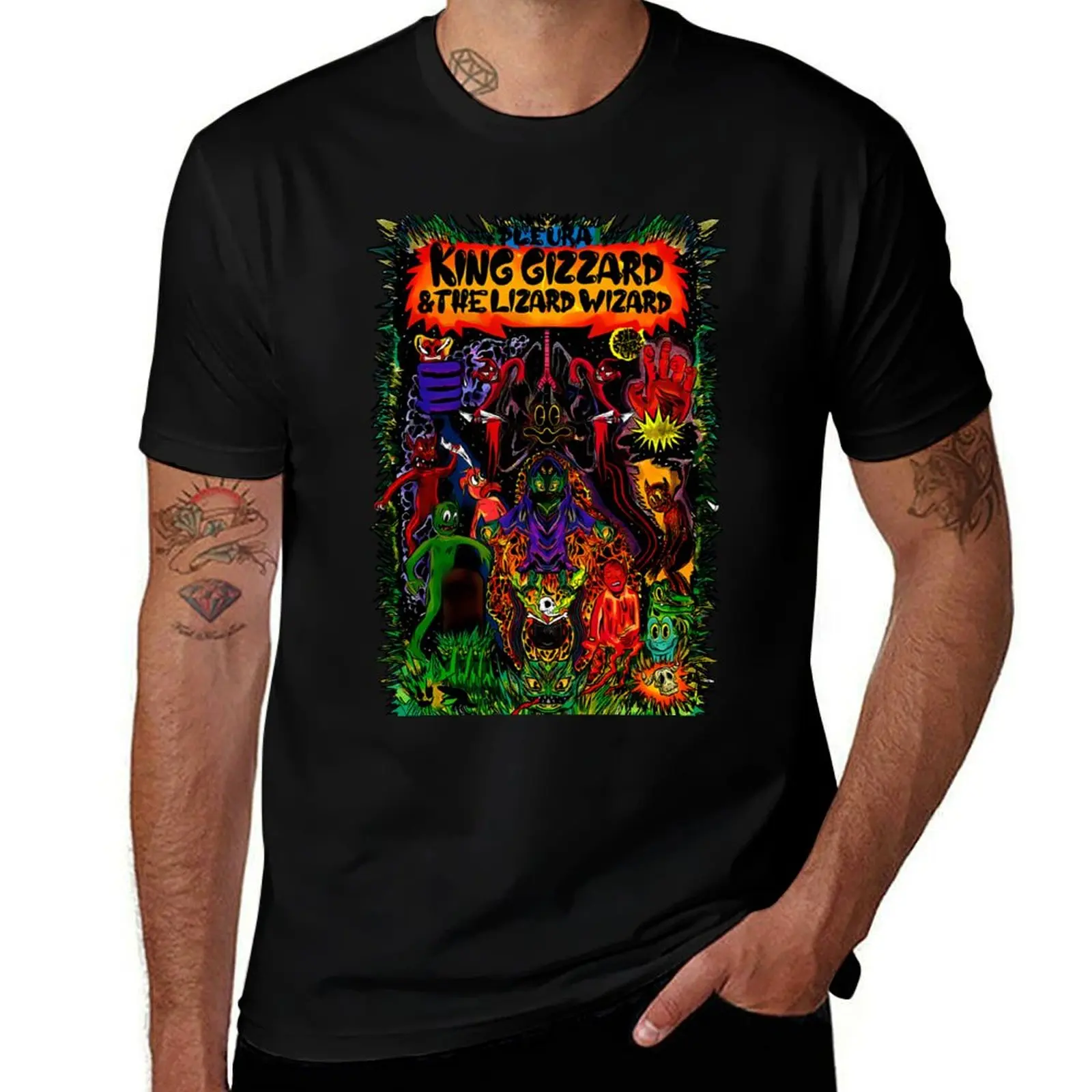 

king gizzard and the lizard wizard - pleura T-Shirt cotton t shirts man 100% anime t shirts for man T-shirt