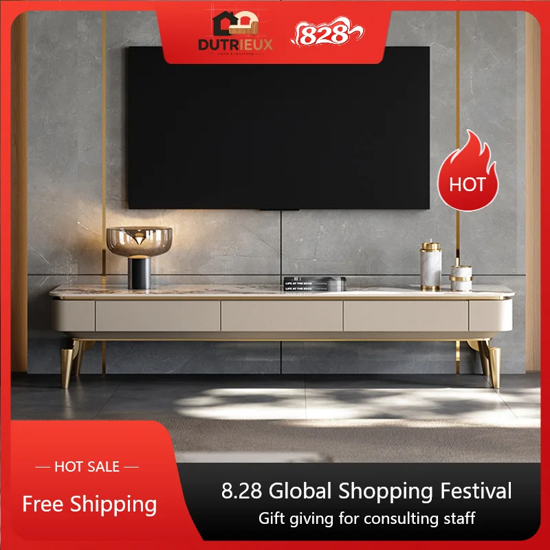 Schubladen Einfacher TV-Schrank Luxus-Aufbewahrungsdesign Wohnzimmer-TV-Schrank Moderne nordische einzigartige Fernseher-Tisch-Möbel für Zuhause