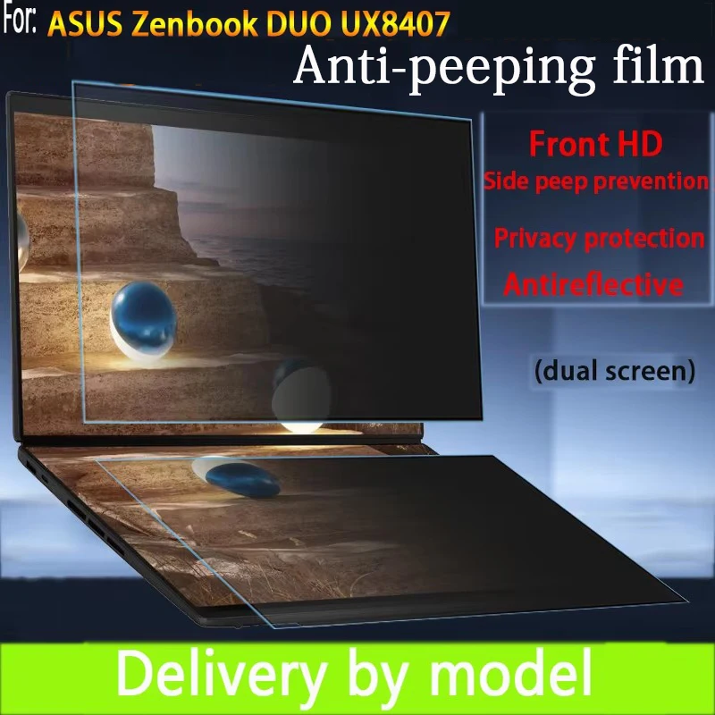 Film de confidentialité anti-espion pour nouvel ASUS Zenbook DUO 14 UX8407, film de confidentialité pour écran double 14 pouces, film de confidentialité tactile