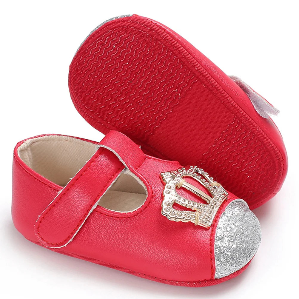1 زوج طفلة ستار Prewalker المضادة للانزلاق الرضع وحيد الأحذية الأحمر 12 سنتيمتر لينة الدافئة مريحة عدم الانزلاق كتم هدية عملية للطفل