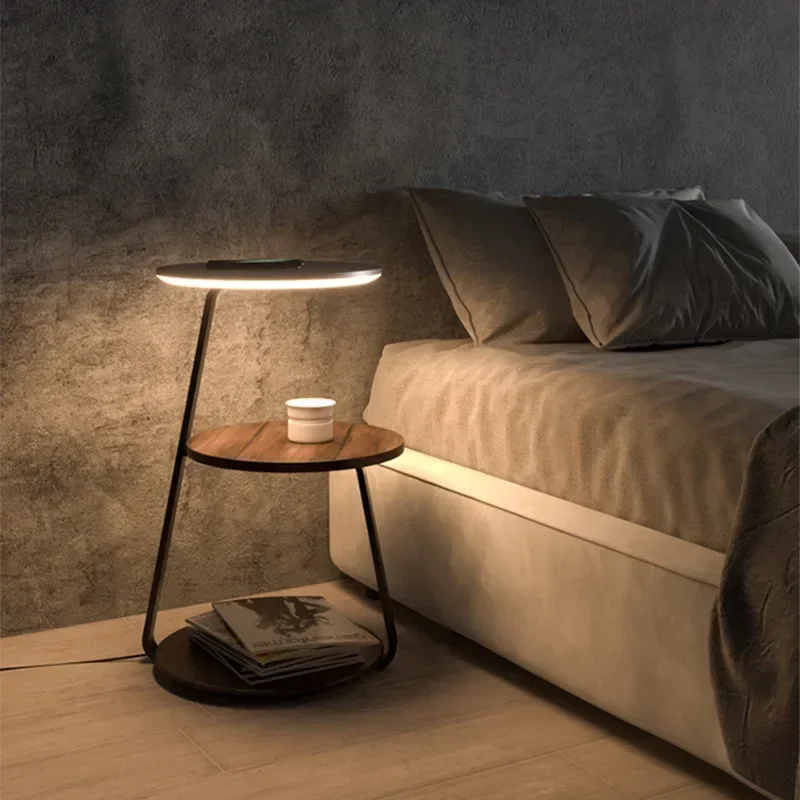 Creative bedroom floor lamp wireless charging living room shelf sofa bedside table integrated coffee table lamp modern design