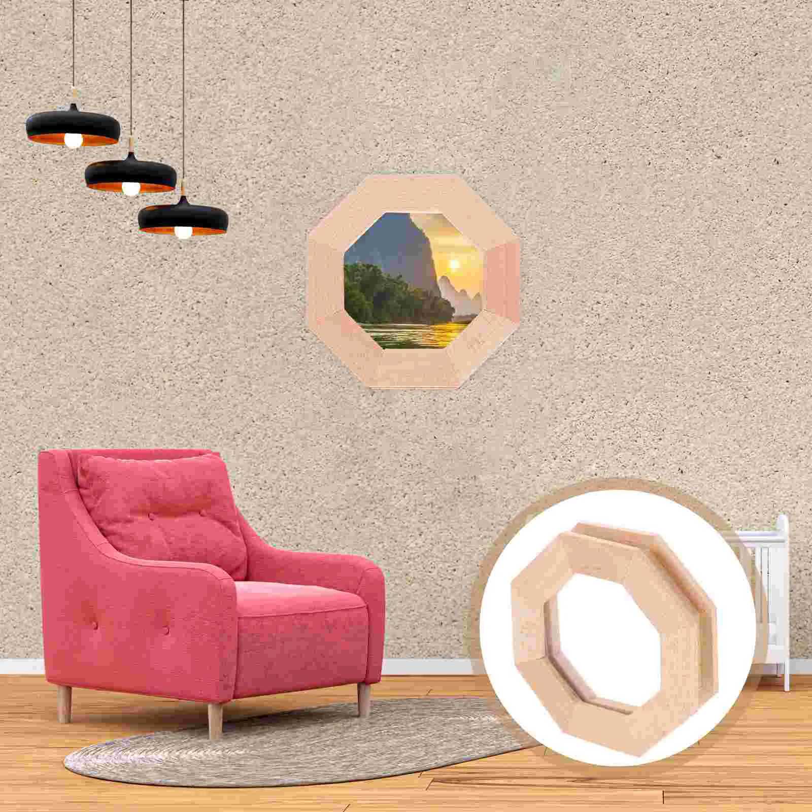 

Mini Realistic Octagonal Window Accessories Smooth Wooden Dollhouse Furniture Decor nament Craft Toy