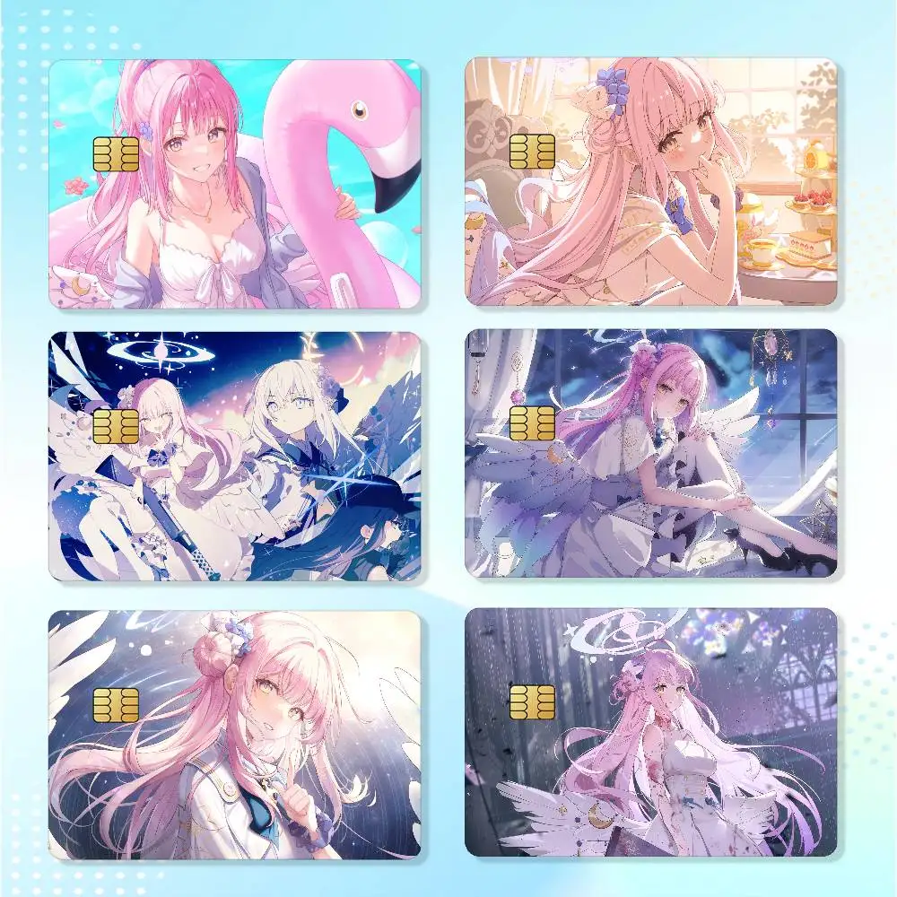 Games Girl Blue A-archive Mika Waterproof Card Stickers For Credit Cards Debit Cards And Transit Cards 4pcs