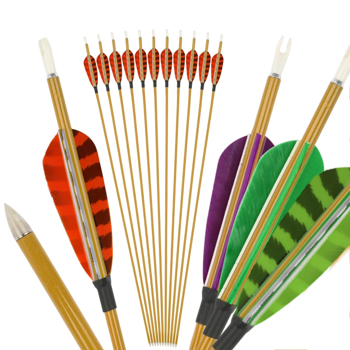 

32" Archery Carbon Arrow Spine 900 Mixed Carbon Arrow Shaft 3inch Turkey Feathers For Outdoor Hunting Shooting Target 6/12pcs