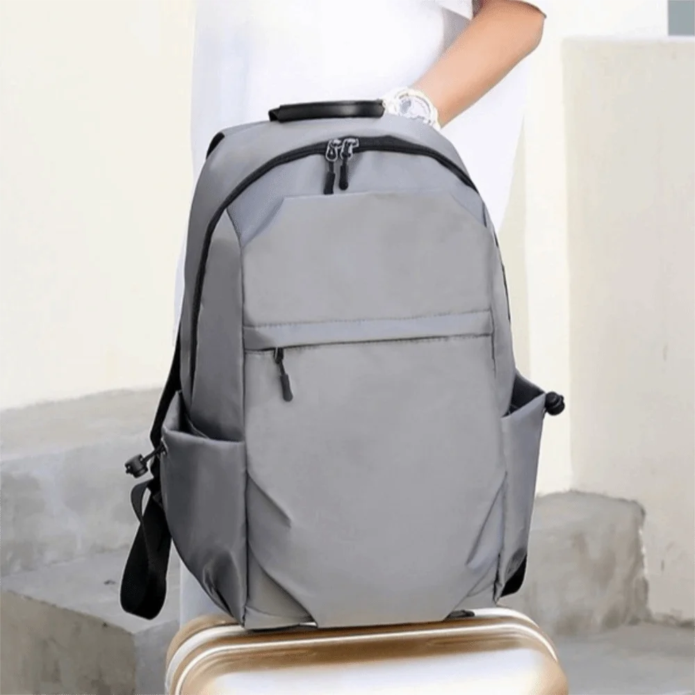 

Solid Color Men Backpack Large Capacity Laptop Bag Student School Bag Multifunctional Waterproof Oxford Cloth Backpack Unisex