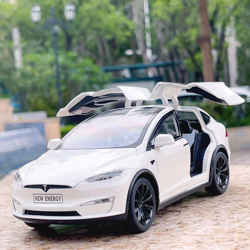 

1/24 Tesla Model X модель автомобиля из сплава, имитация модели автомобиля для мальчика, коллекция игрушечных автомобилей, орнамент, подарок