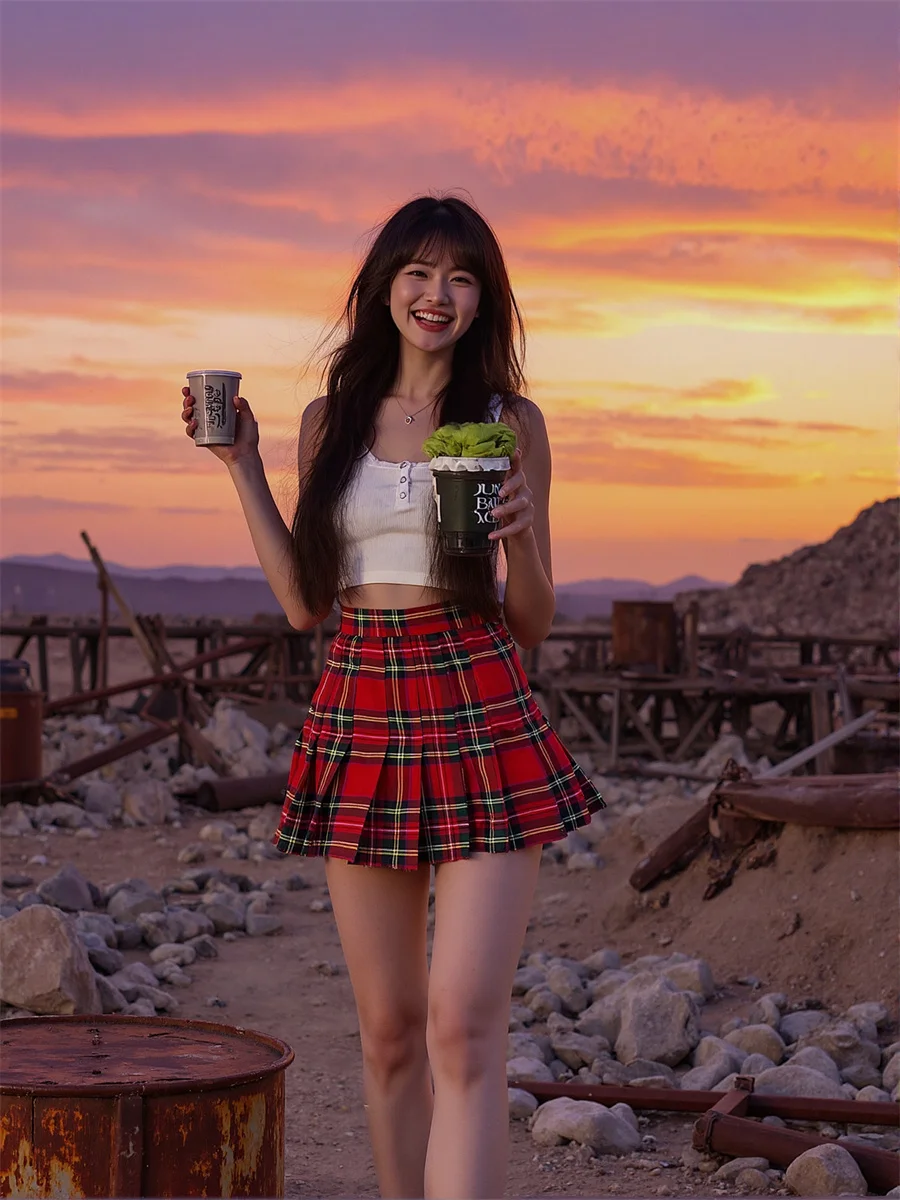 

Plaid Pleated Mini Skirts Woman Formal Women Clothes Summer Chiffon Wrap Vacation Indie Teen Flowing Lightweight Sheer Loose Ins