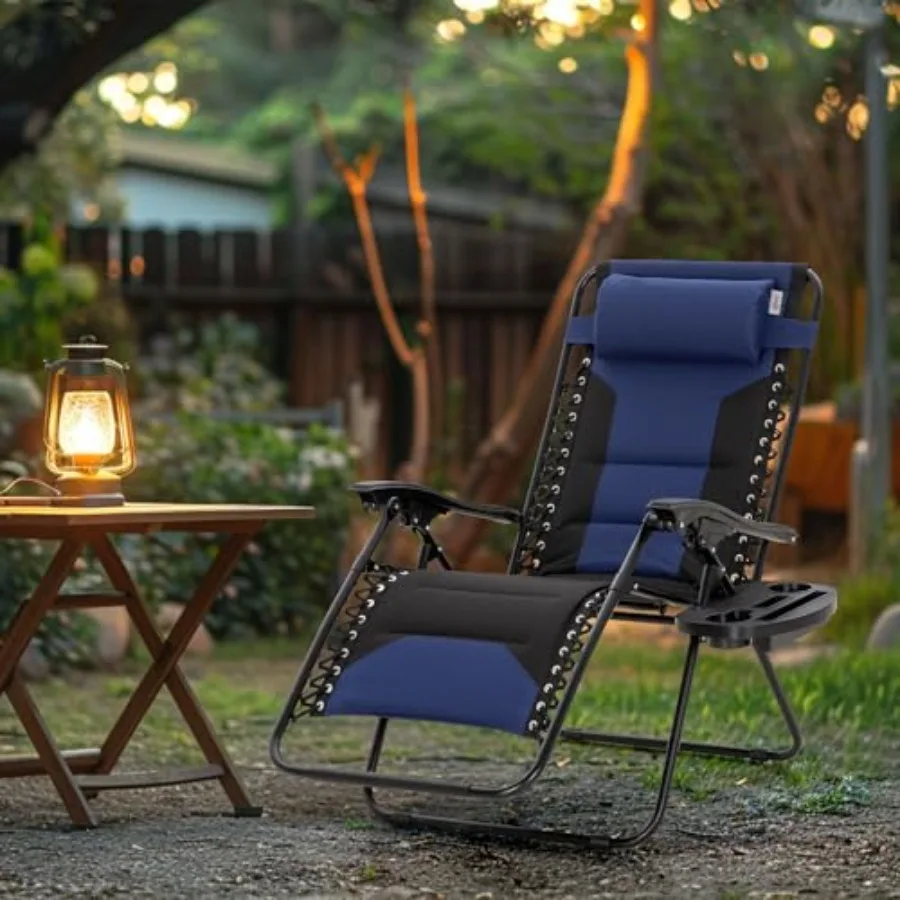 Oversized Zero Gravity Chairs Set of 2 Folding Padded Recliner Anti Gravity Lounge Chair with 28