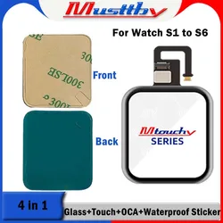 Musttby 5set Touch Panel Digitizer Glass+OCA Frame Sticker  For Apple Watch S3 S4 S5 S6 38mm 40mm 42mm 44mm Display Replcement