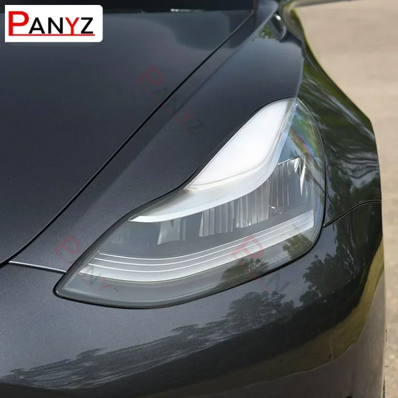 2 PcsCar Headlight Smoke Black Protective Film Protection Transparent TPU Sticker Anti-scratch For Tesla Model 3 X Y S