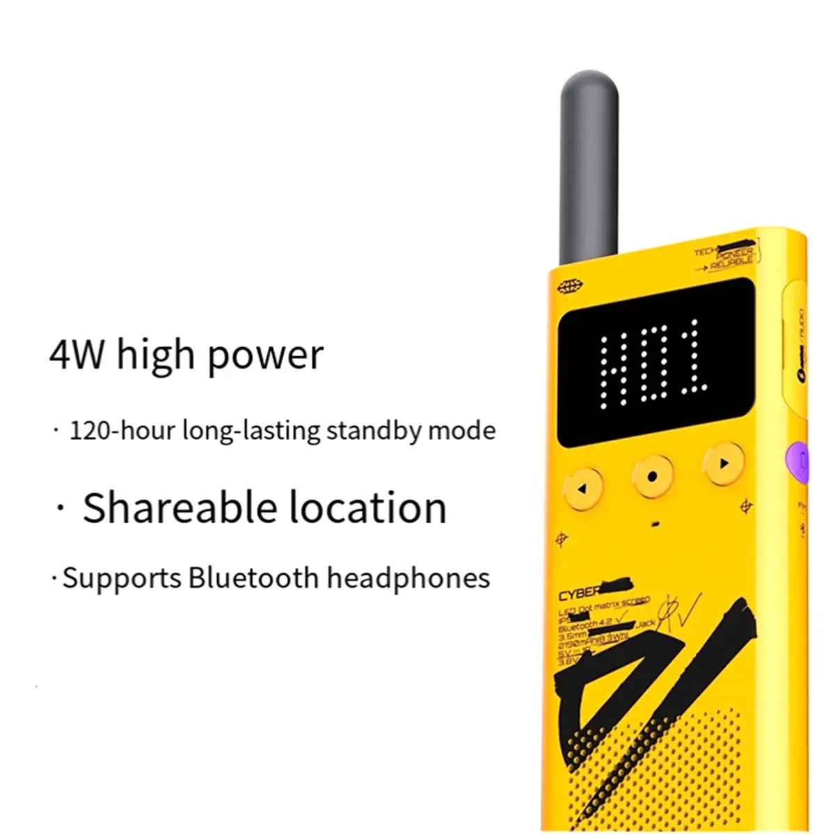 DT75BG Analog Walkie-Talkie Slim Body APP Bluetooth Programming Positioning Outdoor Adventure LED Dot Matrix Screen FM