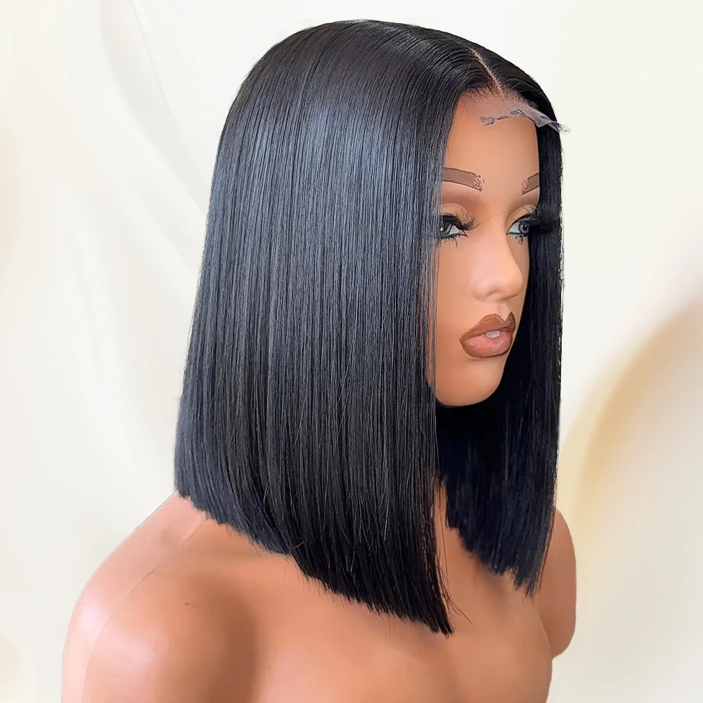 

Черный Боб 13x4 Бесклеевая Одежда И Go 10-дюймовый Боб Парик Человеческих Волос 100 13x6 HD Парик Фронта Шнурка Перуанские Короткие Парики Для Женщин