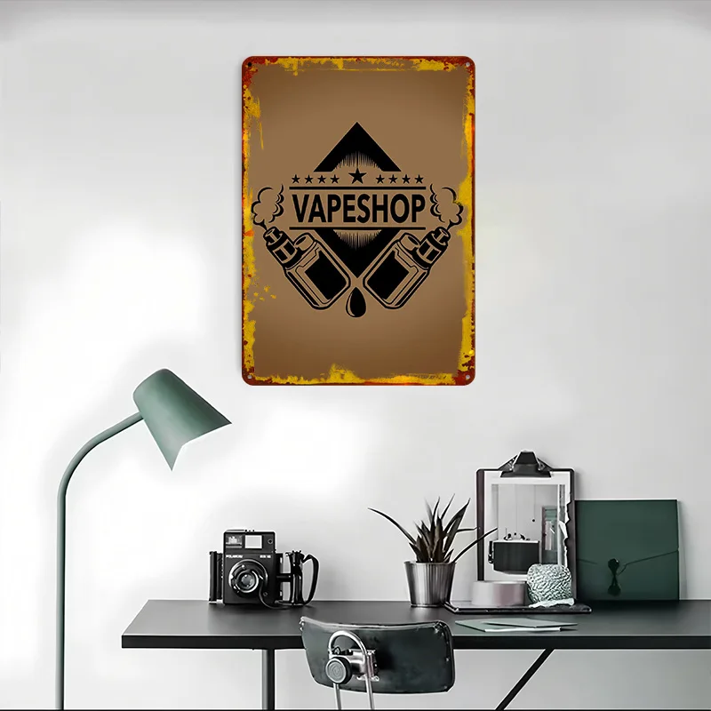 Vape Shop Logo Tinplate Posters Customizable Wall Art Retro Vintage Metal Signs for Home Room Mancave Decoration Gaming Garden view 4