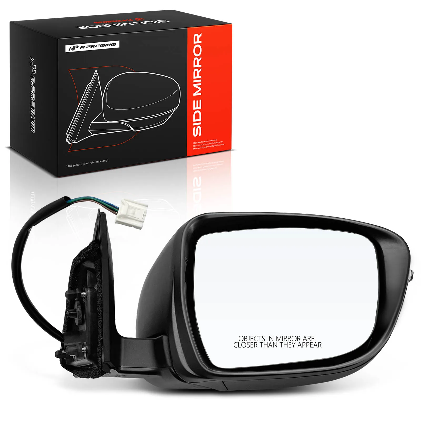 A-Premium Passenger Side Power Door Mirror for Nissan Rogue 2014-2016 Manual Folding Turn Signal Light Black