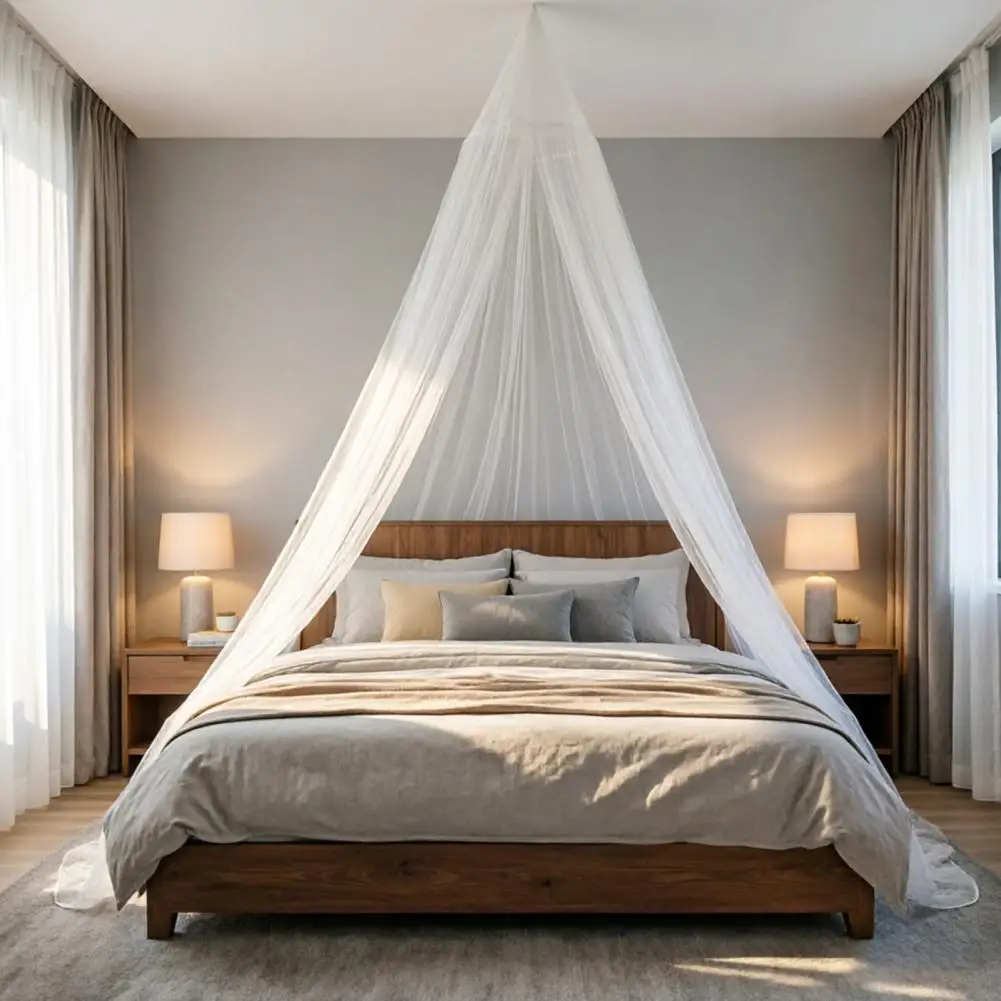 No Drill Mosquito Net Mosquito Net Bed Canopy Hanging Mesh Tent with Storage Bag Dome Bed Netting for Indoor Outdoor Use Girls
