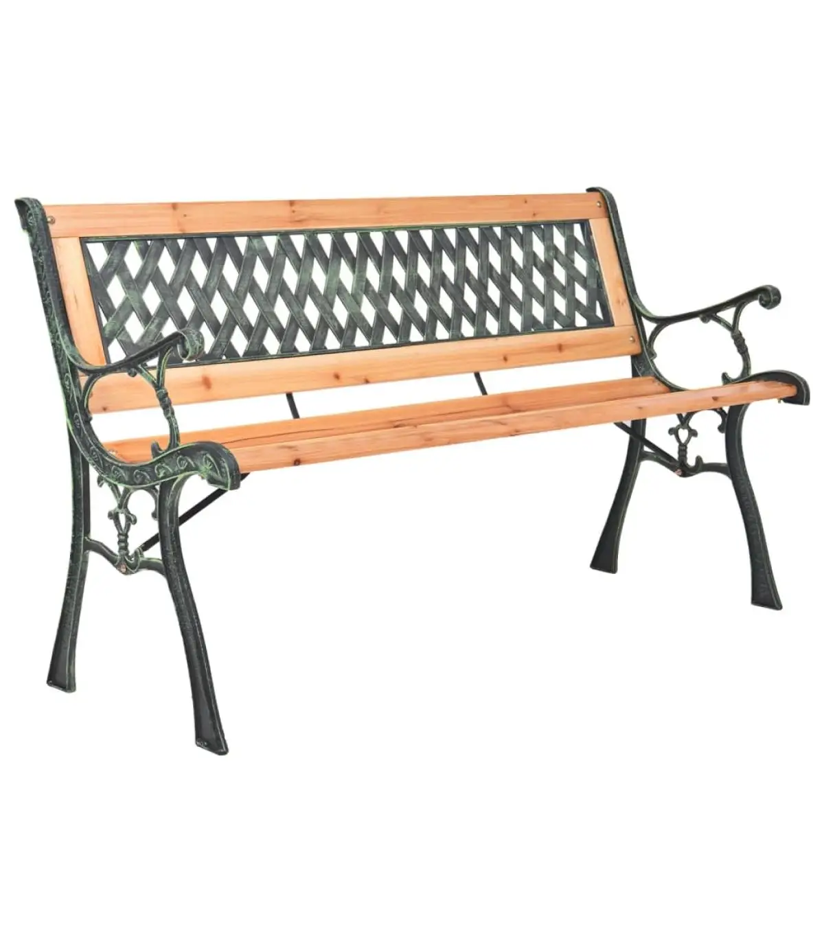 Garden benches cast iron and solid fir wood garden bench 116 cm