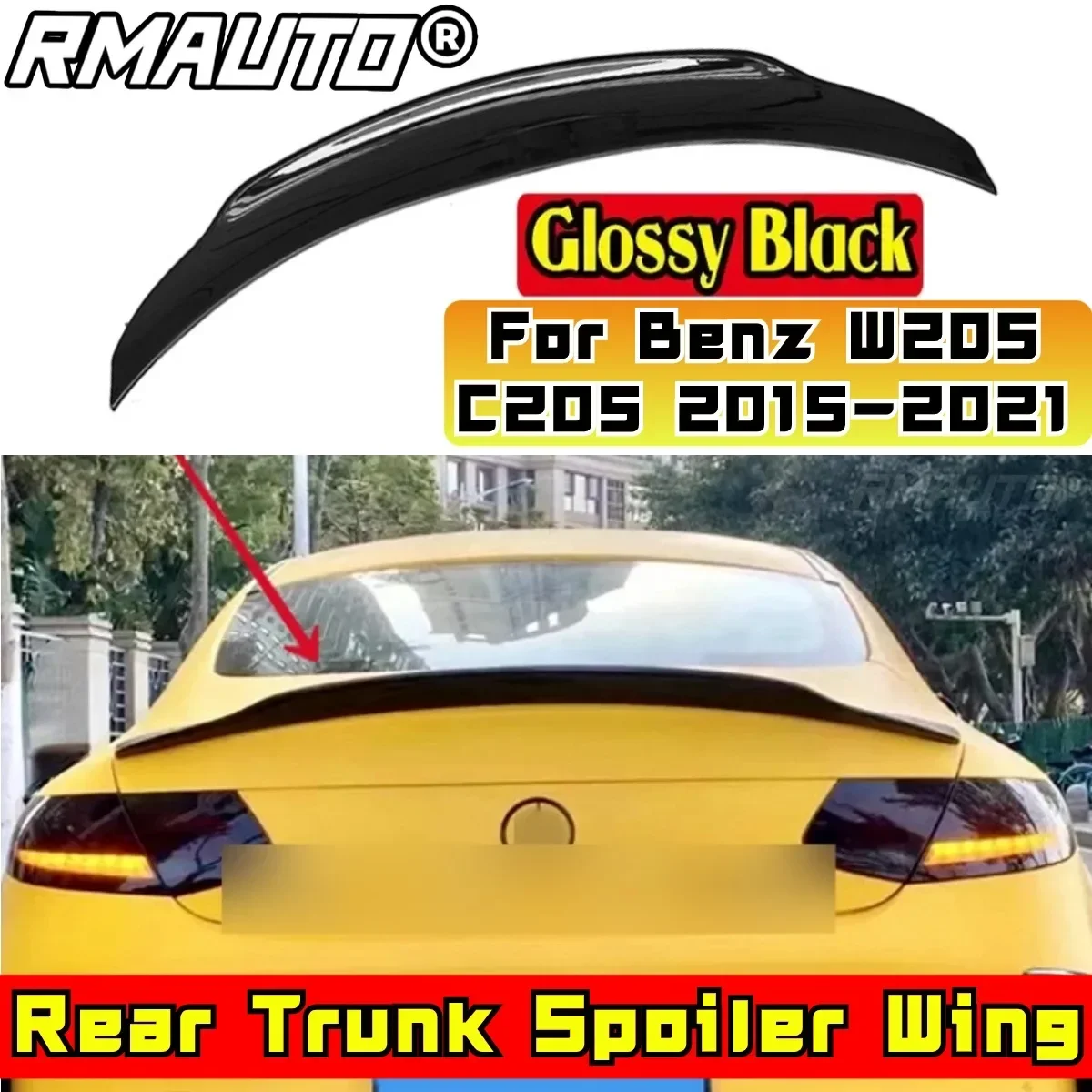 

For Mercedes Benz C-class W205 C205 C63 AMG Coupe 2015-2021 Rear Spoiler Wing Body Kit Car Rear Trunk Spoiler Modification Part