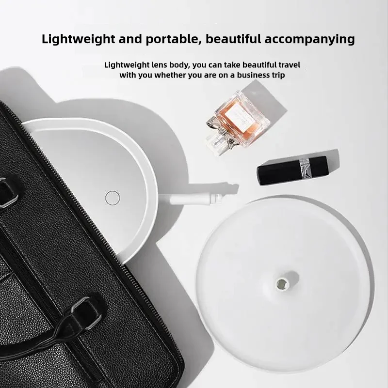 Espejo de tocador LED, espejo de tocador con luz ajustable inteligente, espejo de luz de relleno de escritorio, modelo de carga de un toque, espejo portátil