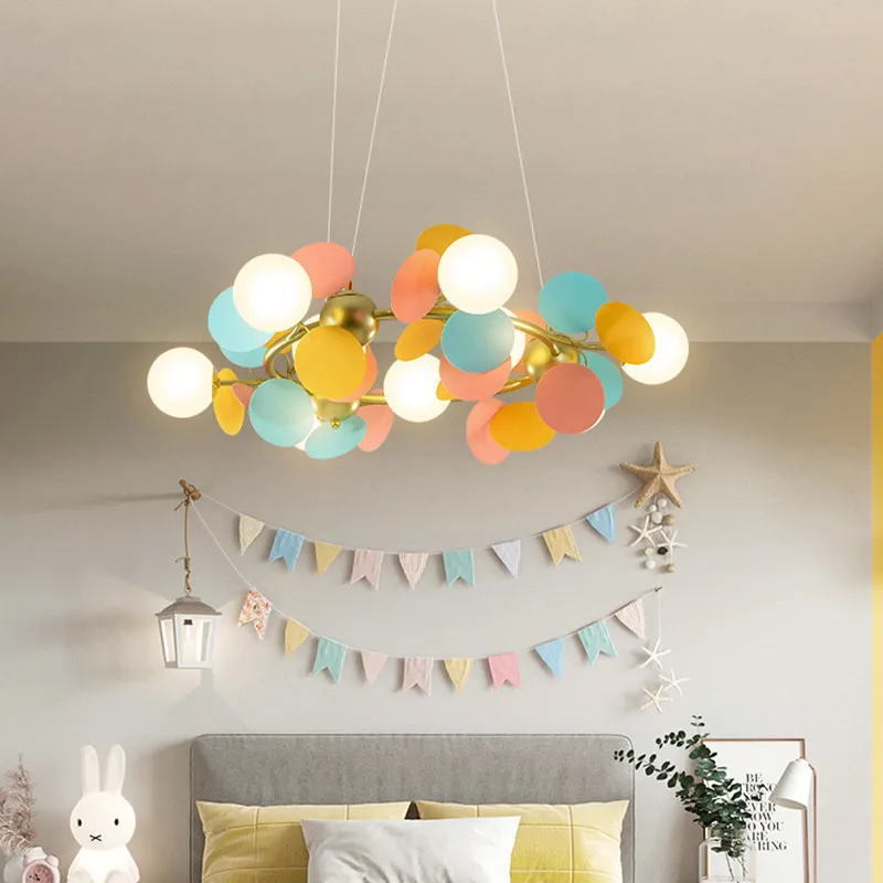 

YEBMLP Modern Colorful Wreath Chandelier Indoor Decor Hanging Light Parlor Dining Hall Bedroom Pendant Lamp Popular Droplights