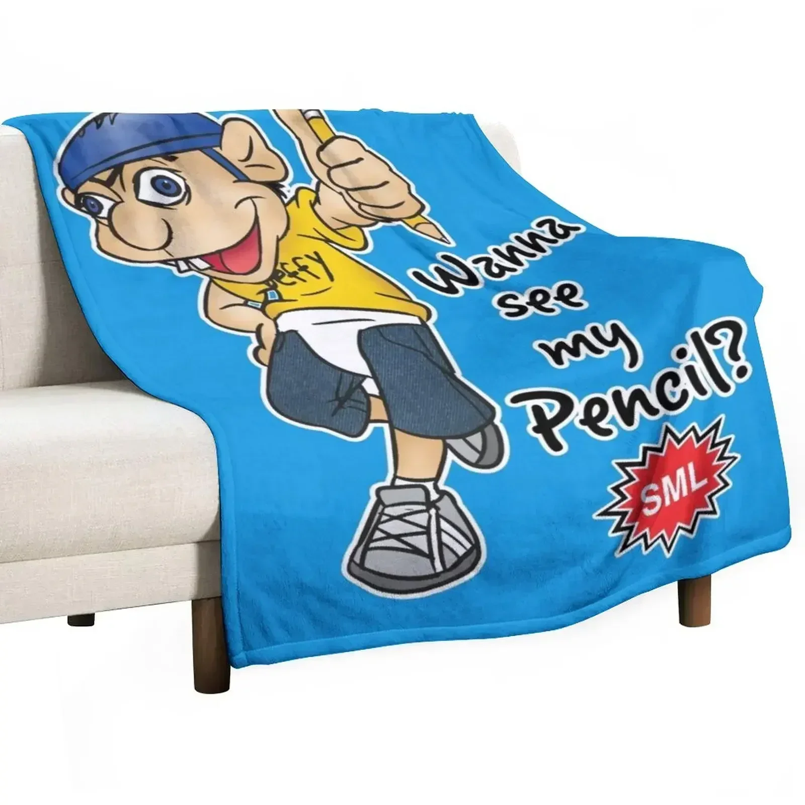 

Jeffy Wanna See My Pencil - Funny SML Character Throw Blanket Quilt blankets and throws Luxury Throw Travel Blankets